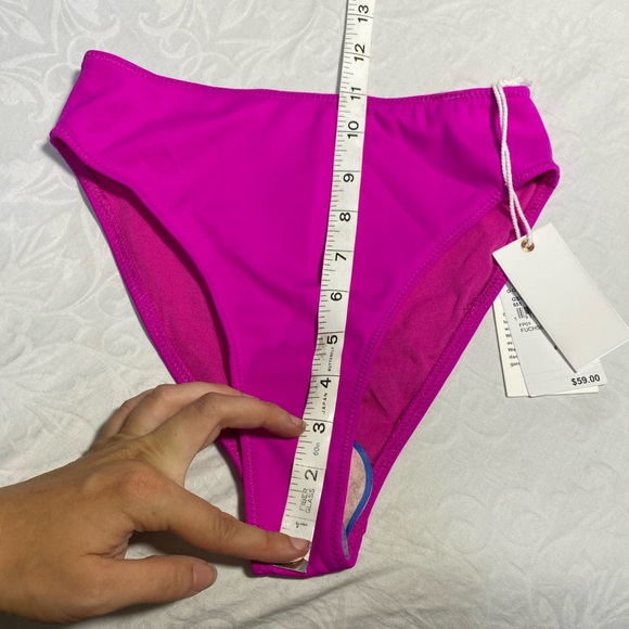 NWT Good American Good Waist Bikini Bottoms High Rise Waisted Fuschia Solid 0 XS - Picture 2 of 8